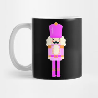 Pink on Pink Christmas Nutcracker Toy Soldier Graphic Art - Black Background Mug